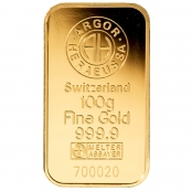 Goldbarren 100 Gramm Argor-Heraeus- LBMA zertifiziert durch Argor-Heraeus