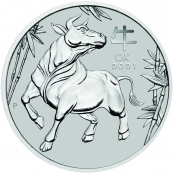 Lunar III -  Ochse 1 oz Platin 2021 - Motivseite der attraktiven Münze der Perth Mint