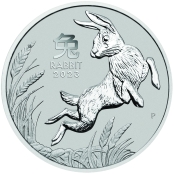 Lunar III -  Hase 1 oz Platin 2023 - Motivseite der attraktiven Münze der Perth Mint