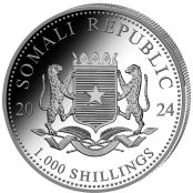Somalia Elefant 5 oz Silber 2024 - Wertseite