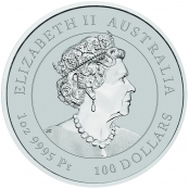 Lunar Maus 1 oz Platin 2020 - Wertseite der einmaligen Silbermünze der Perth Mint