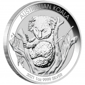 Koala 1 oz Silber 2021 - Der Koala wird mit jährlich wechselnden Motiven ausgegeben.