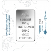 Silberbarren 100 g Fortuna PAMP Suisse - Rückseite Blister