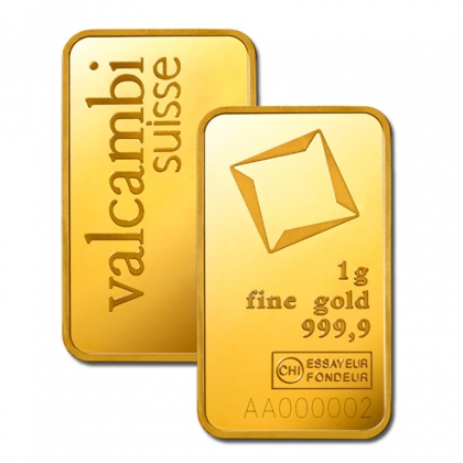 1 Gram Gold Bar Valcambi Swiss | 9999 fine gold | buy it here